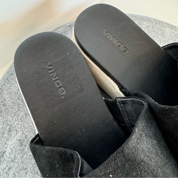 Vince Walford Leather Suede Black White Sole Slides Sandals 9 - Picture 8 of 12